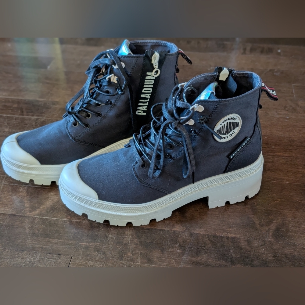 Palladium Black and White Boots
